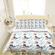 3D Conch Shell Starfish Seaweed Quilt Cover Set Bedding Set Duvet Cover Pillowcases SF87- Jess Art Decoration