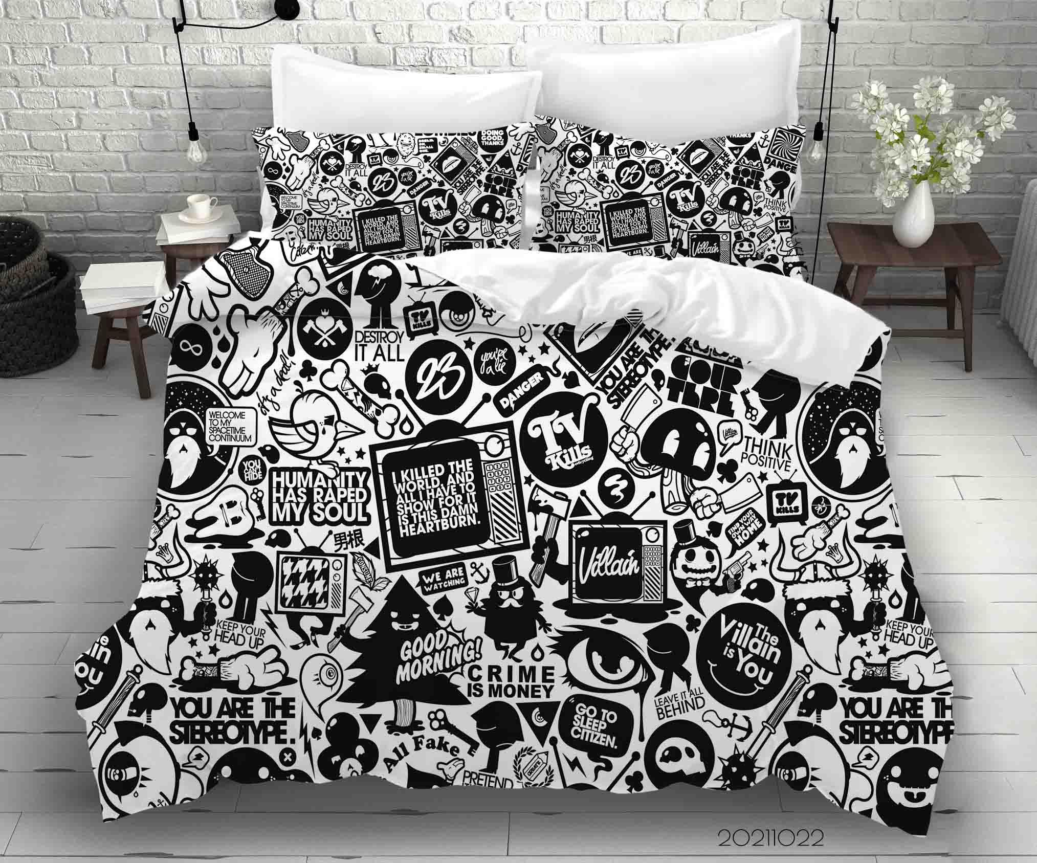 3D Abstract Illustration Art Doodle Quilt Cover Set Bedding Set Duvet Cover Pillowcases 99- Jess Art Decoration