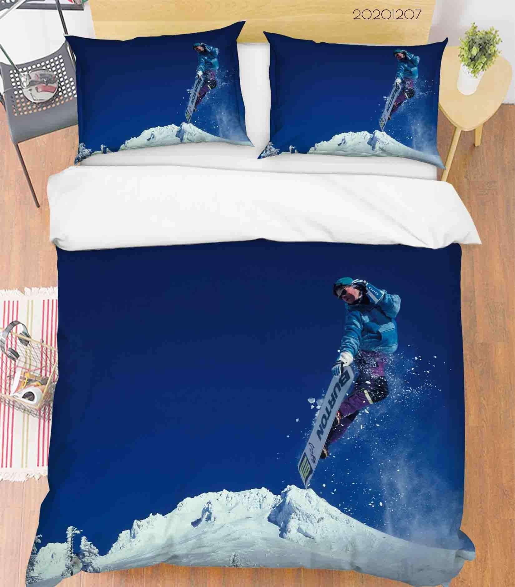 3D Pexels Sports Ice Mountain Skiing Quilt Cover Set Bedding Set Duvet Cover Pillowcases LXL- Jess Art Decoration