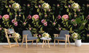 3D Black Pink Yellow Flowers Wall Mural Wallpaper SF111- Jess Art Decoration