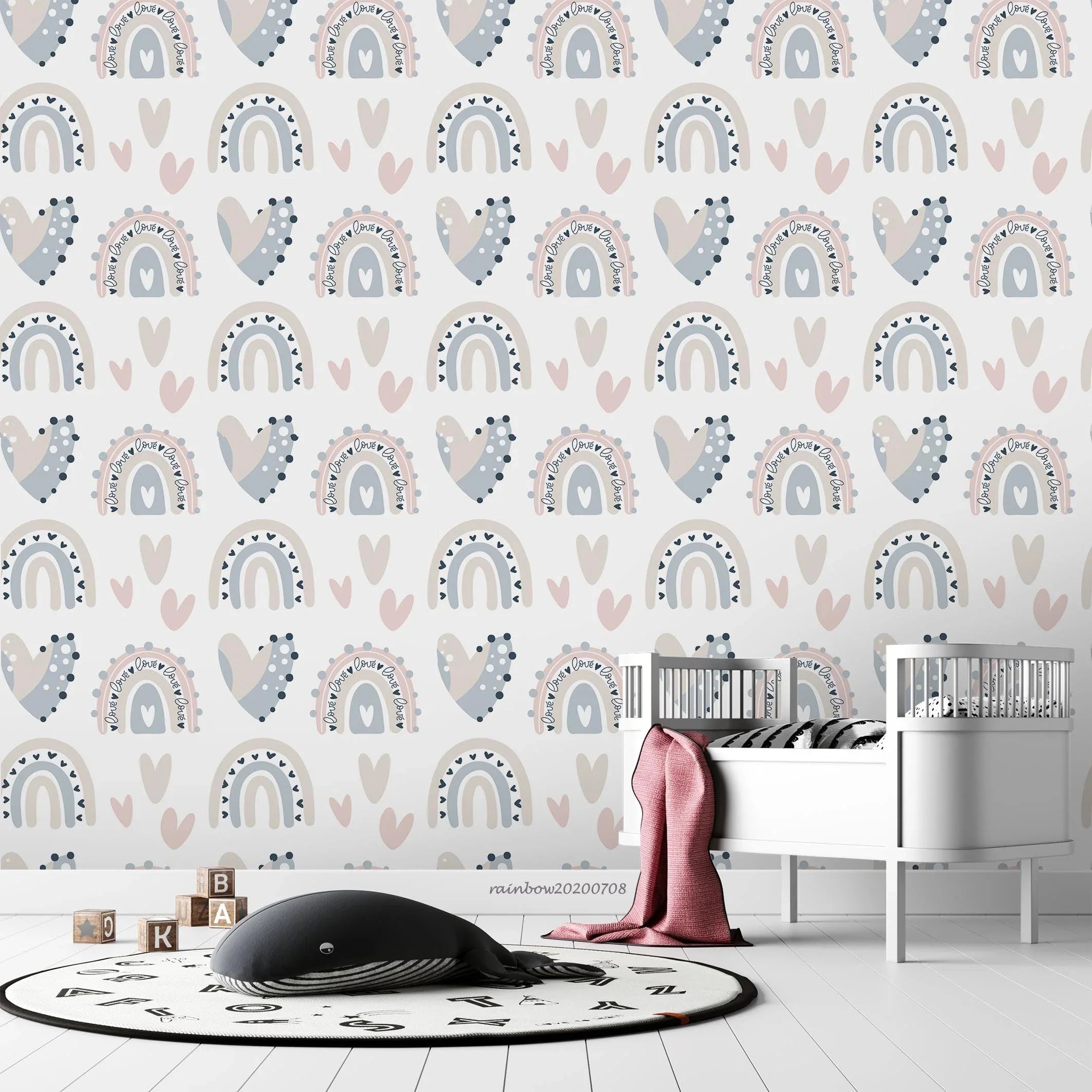 3D Cartoon Rainbow Love Wall Mural Wallpaper A154 LQH- Jess Art Decoration