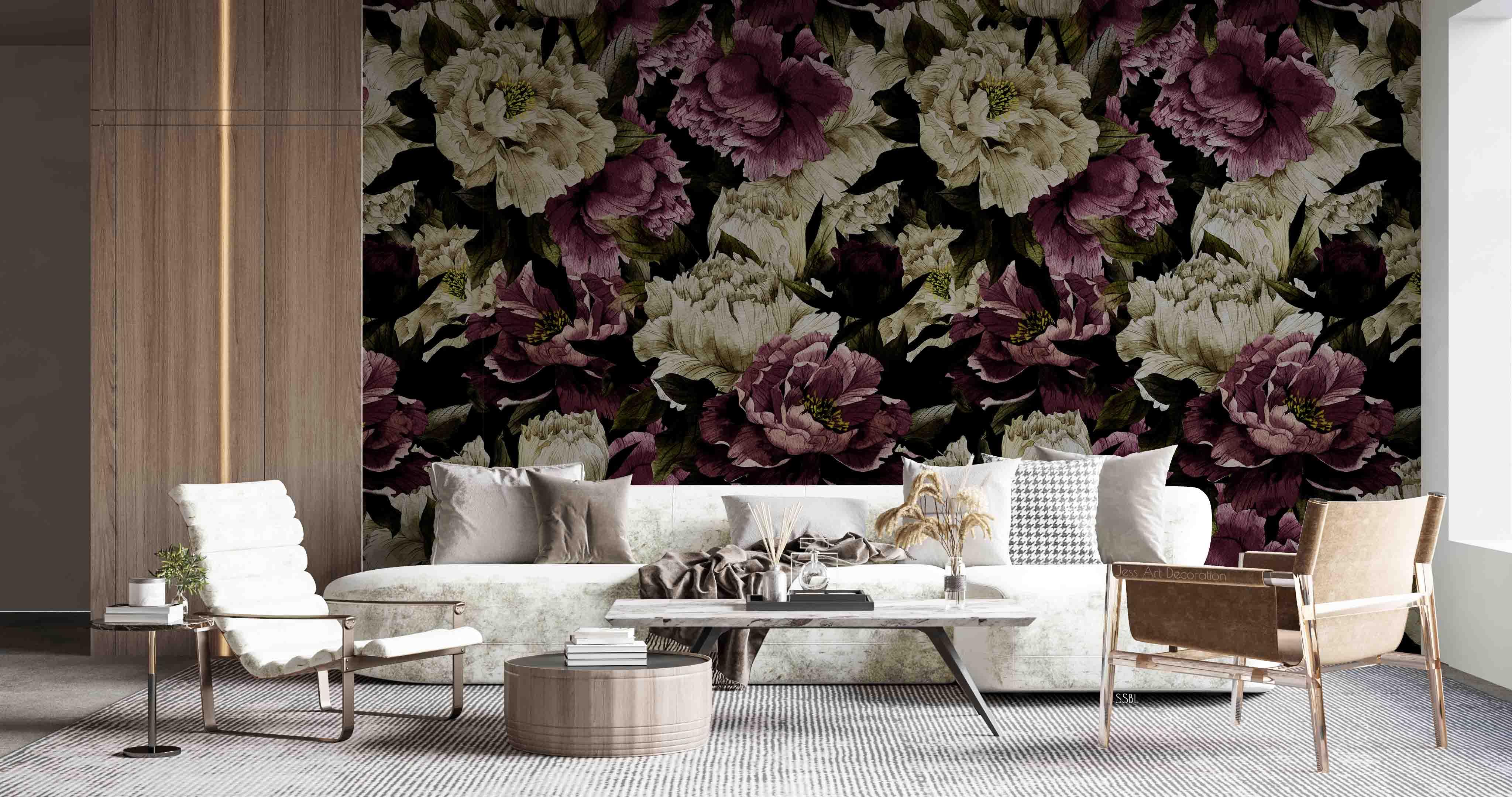 3D Vintage Baroque Art Blooming Peony Background Wall Mural Wallpaper GD 3643- Jess Art Decoration