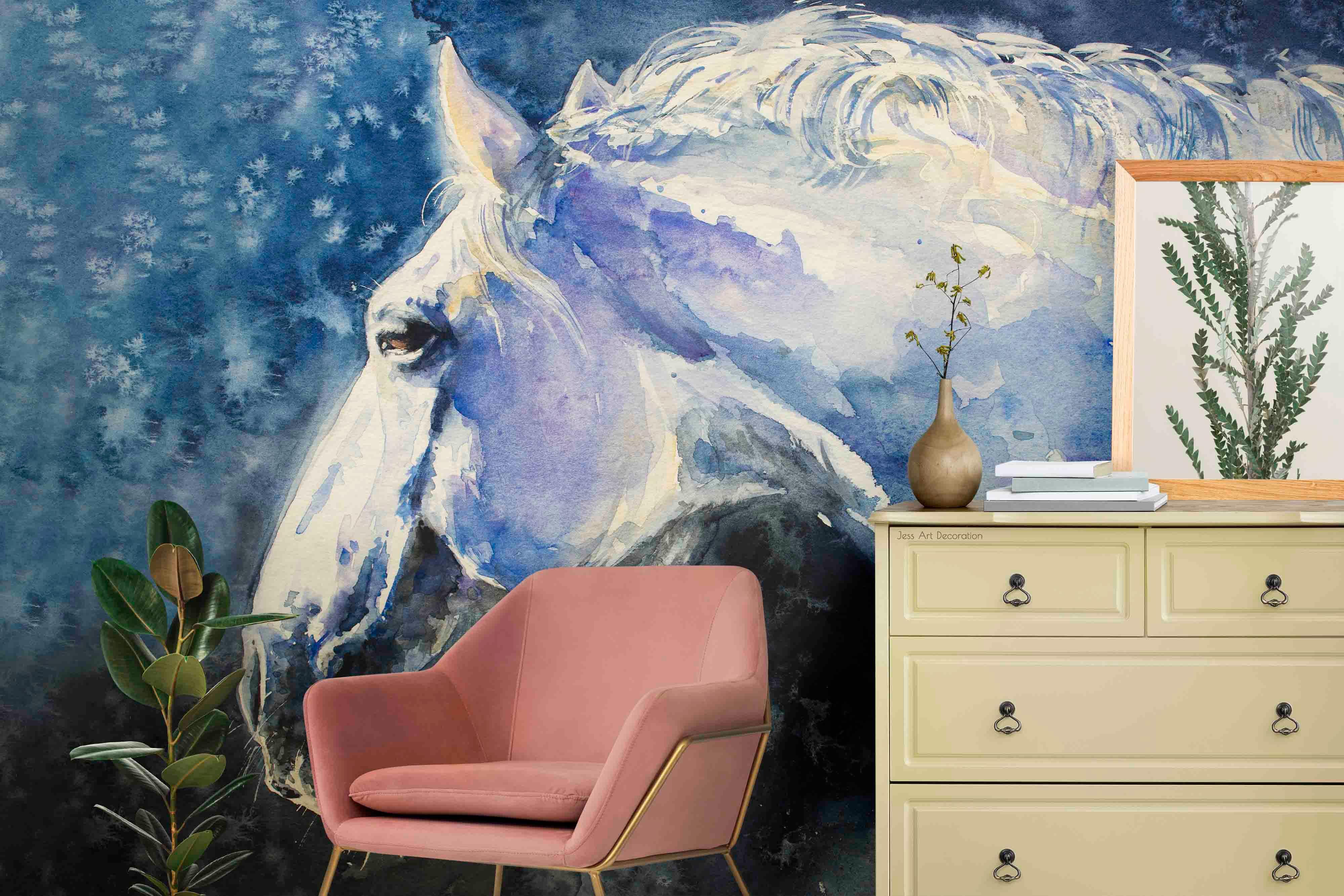 Steed Avatar Watercolor Contemporary Wallpaper contemporary street art wall mural for creative room or feature wall - view 3