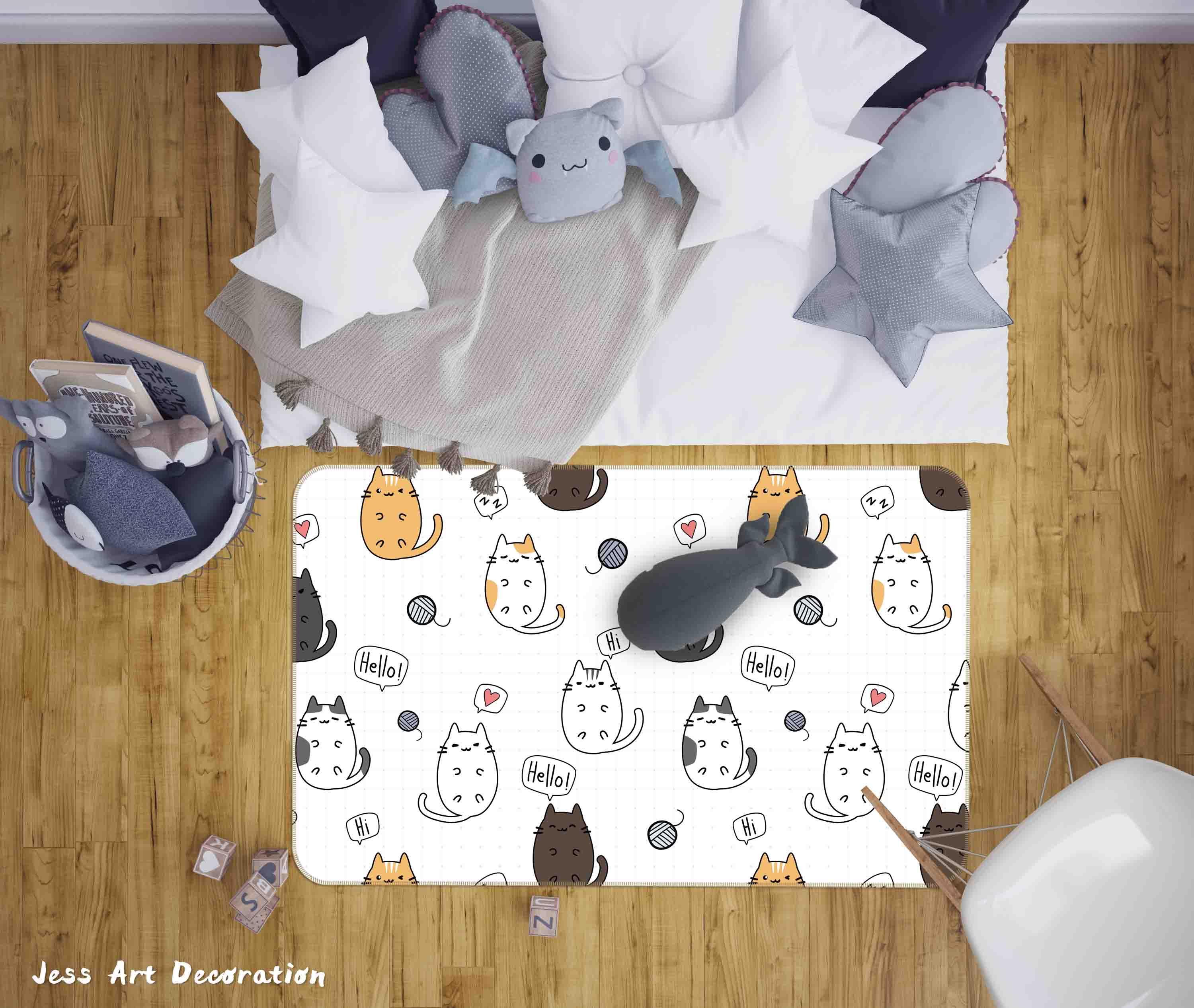 3D Cartoon Animal Cat Non-Slip Rug Mat 2- Jess Art Decoration