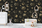 3D Golden Space Sun Moon Wall Mural Wallpaper LQH 464- Jess Art Decoration
