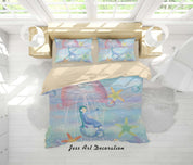 3D Jellyfish Starfish Girl Painting Quilt Cover Set Bedding Set Duvet Cover Pillowcases A500 LQH- Jess Art Decoration