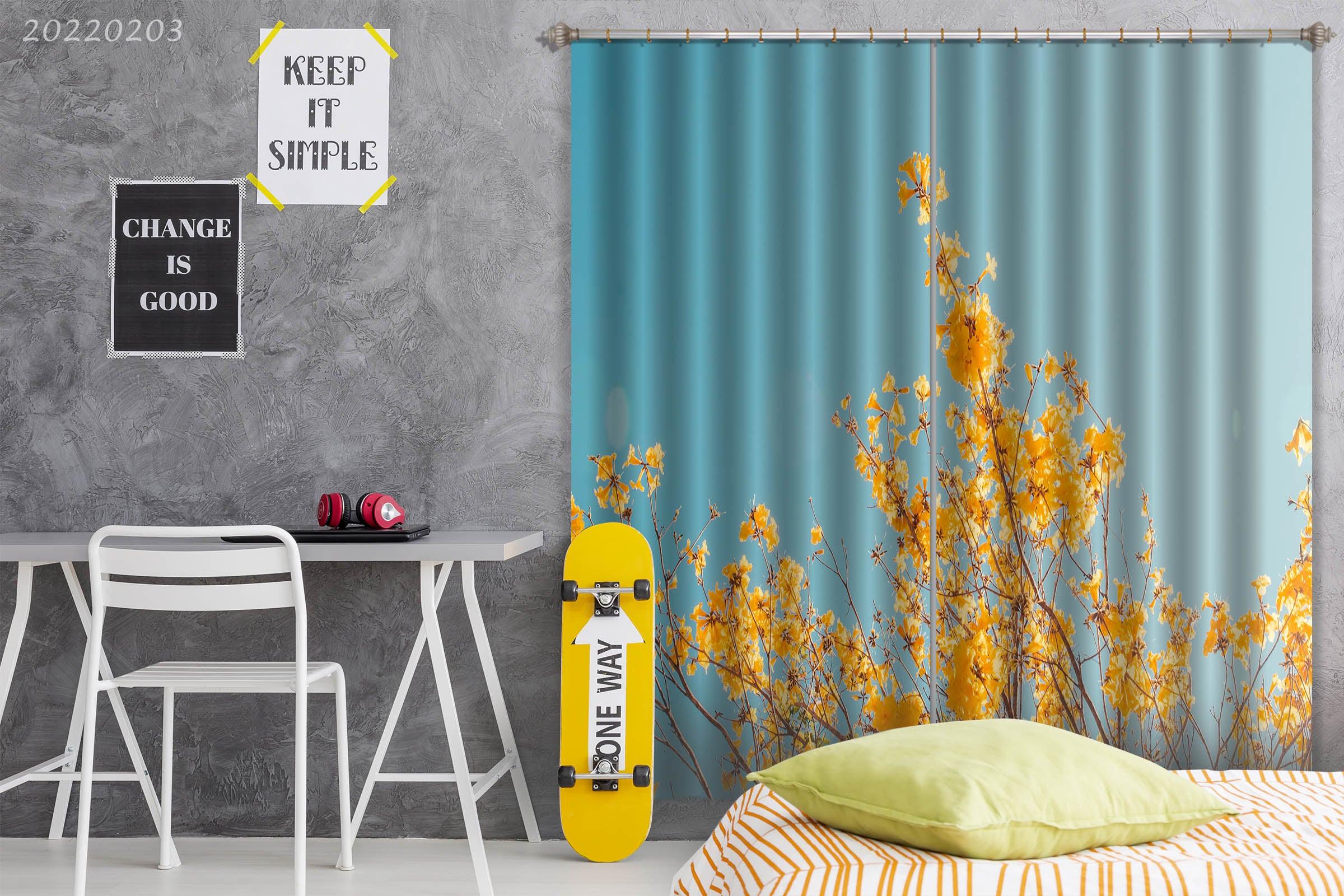 3D Yellow Spring Flower Curtains and Drapes GD 1058- Jess Art Decoration