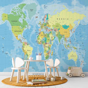 3D Blue World Map Wall Mural Wallpaper LQH 552- Jess Art Decoration