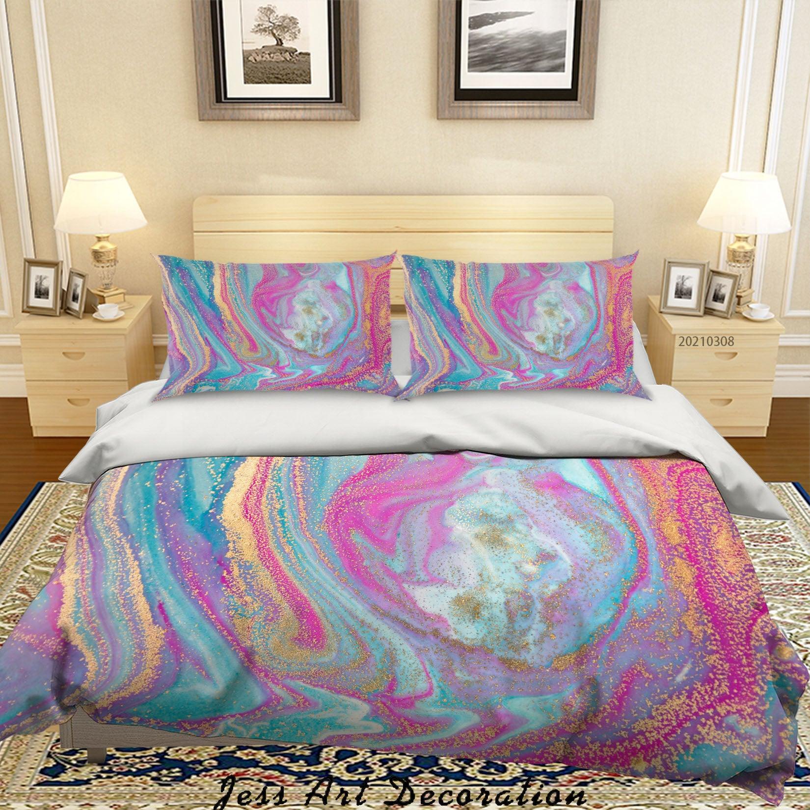 3D Watercolor Color Marble Quilt Cover Set Bedding Set Duvet Cover Pillowcases 275- Jess Art Decoration