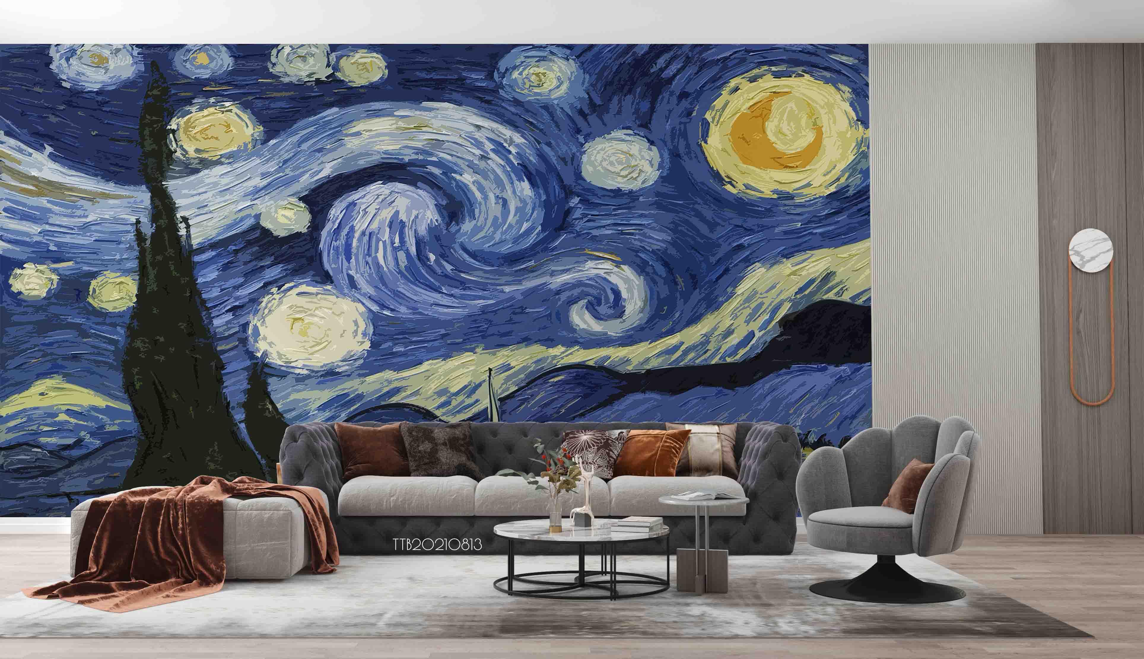 3D Oil Painting Van Gogh Starry Sky Wall Mural Wallpaper 5071- Jess Art Decoration