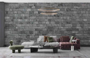 3D Grey Brick Texture industrial grey brick wall wall mural wallpaper for dining room - view 3