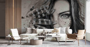 3D Monochrome Woman Face black white fashion portrait wall mural wallpaper for living room - view 3