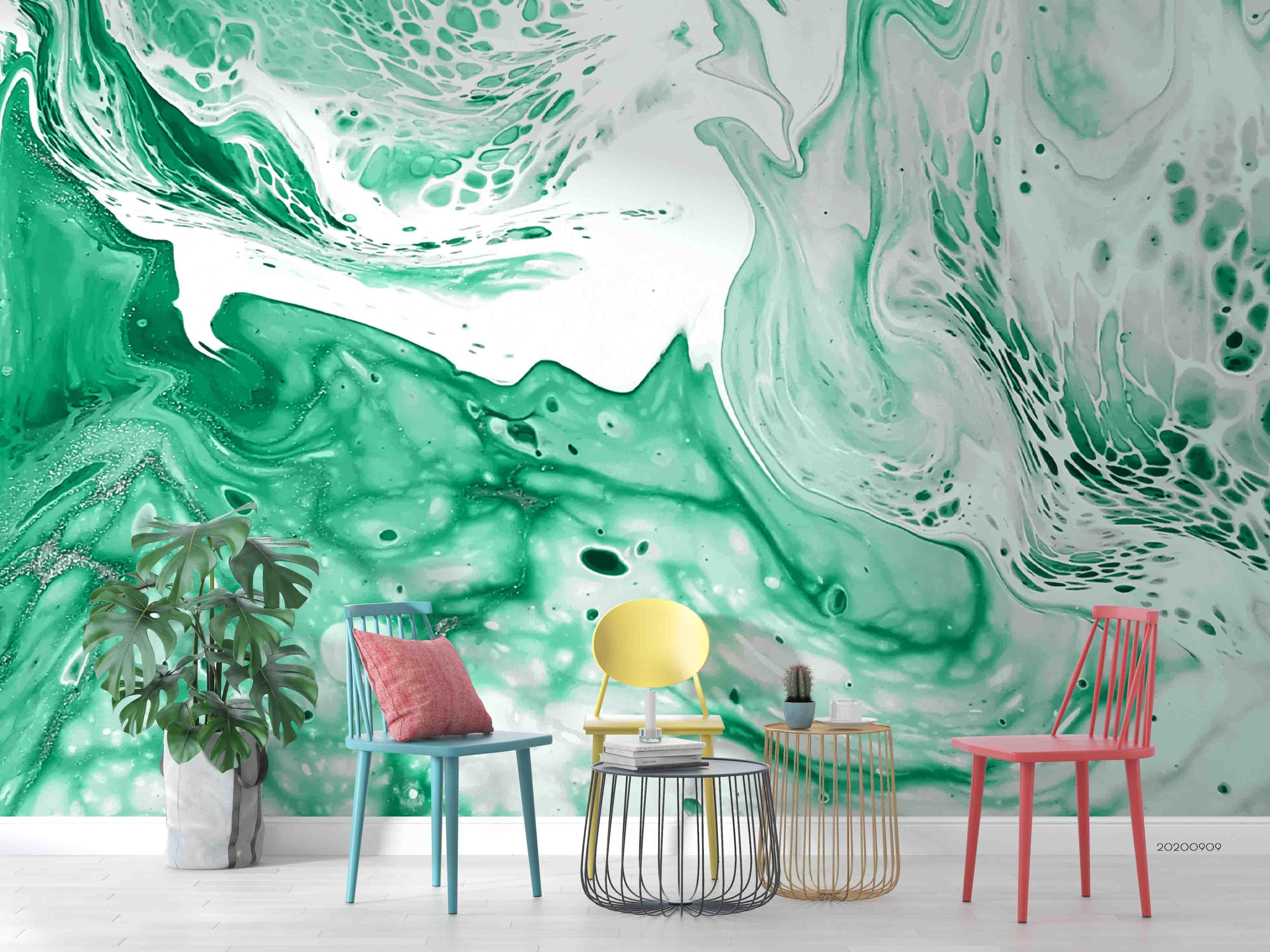 3D Abstract Light Green Painting Wall Mural Wallpaper LXL 7786- Jess Art Decoration