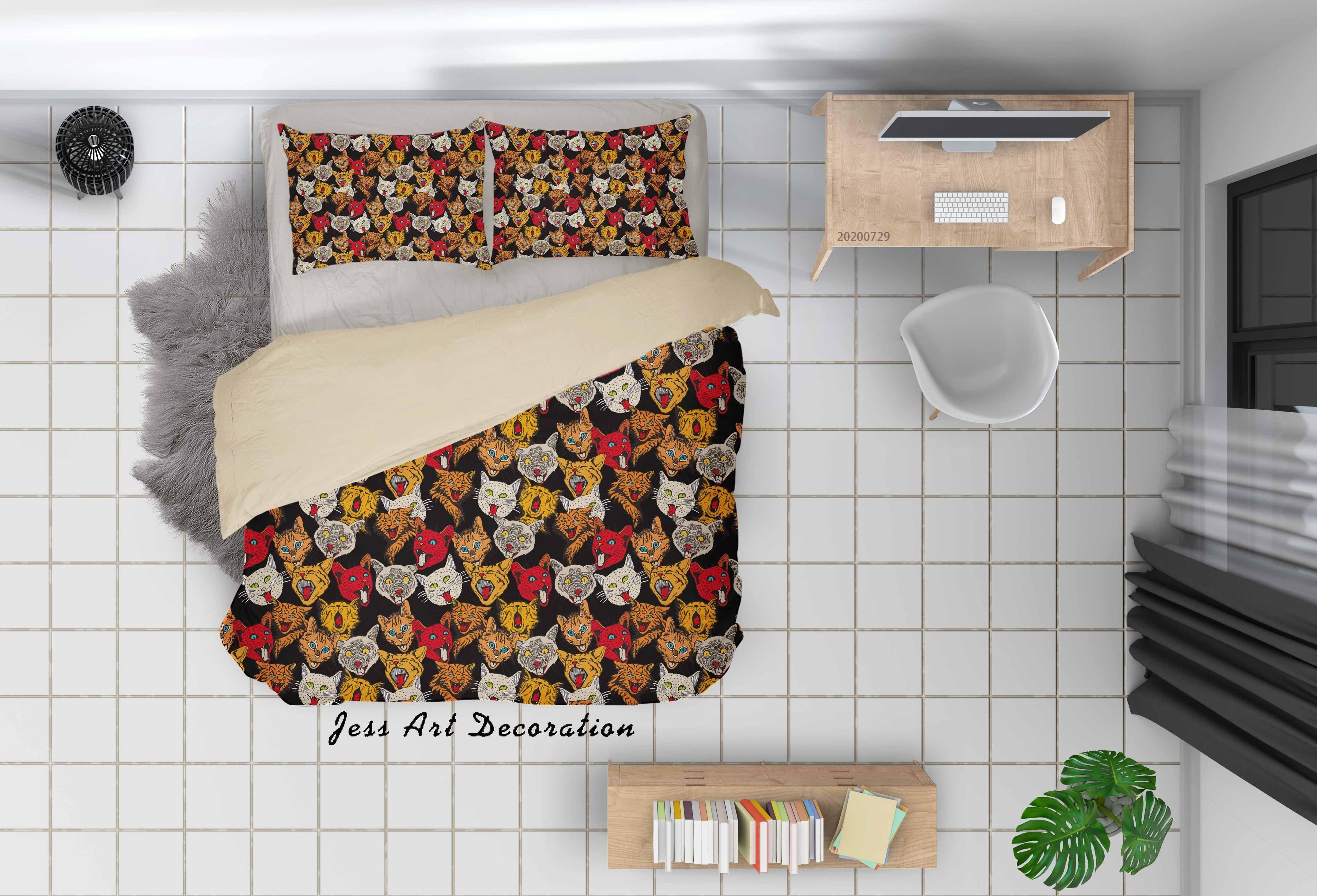 3D Cartoon Cat Quilt Cover Set Bedding Set Duvet Cover Pillowcases LXL 181- Jess Art Decoration