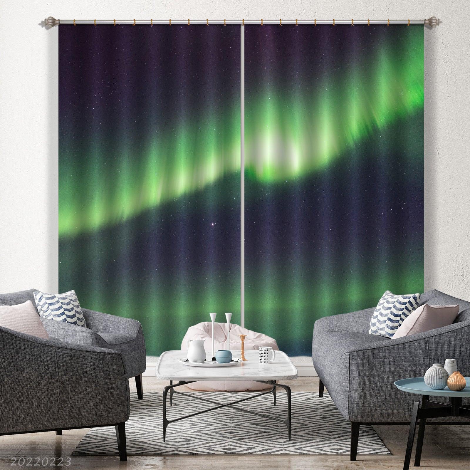 3D Abstract Aurora Borealis Green Pattern Curtains and Drapes GD 2803- Jess Art Decoration