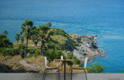 3D Blue Sea Rock Coconut Tree Wall Mural Wallpaper LQH 761- Jess Art Decoration