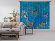 3D Watercolor Blue Marble Texture Curtains and Drapes LQH 32- Jess Art Decoration