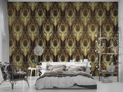 3D Golden Peacock Feather Wall Mural Wallpaper LQH 206- Jess Art Decoration