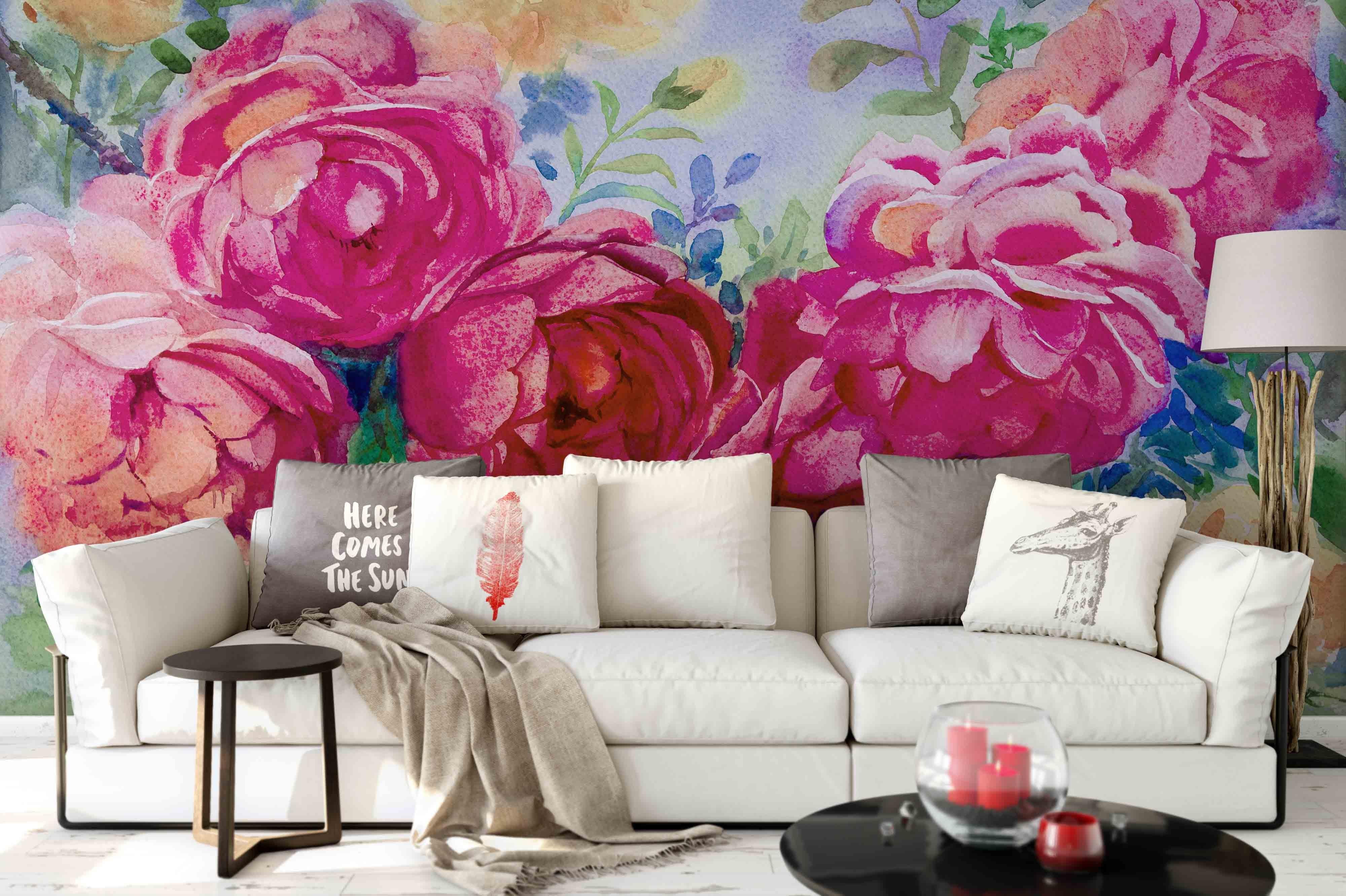 3D Pink Peony Flower Wall Mural Wallpaper 70- Jess Art Decoration