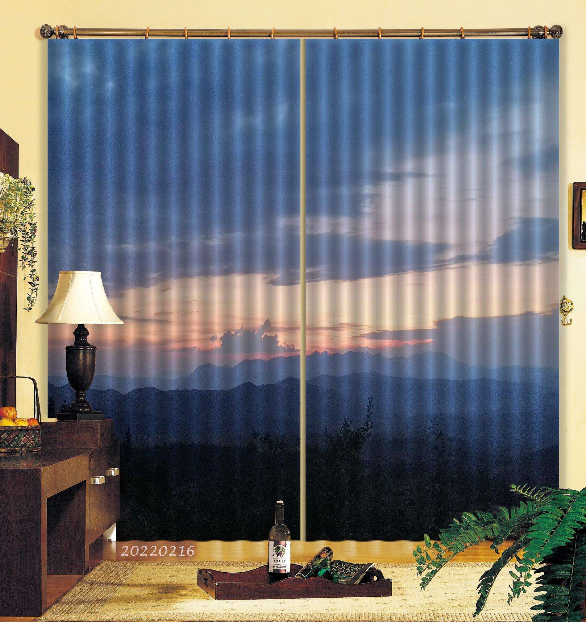 3D Woods Mountain Sky Dark Cloud Curtains and Drapes GD 2007- Jess Art Decoration