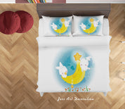3D White Rabbit Moon Star Quilt Cover Set Bedding Set Duvet Cover Pillowcases SF92- Jess Art Decoration