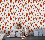 3D Cartoon Red Heart Pattern Wall Mural Wallpaper LXL 286- Jess Art Decoration