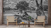 3D Grassland Giraffe Grey Wall Mural Wallpaper SWW1727- Jess Art Decoration