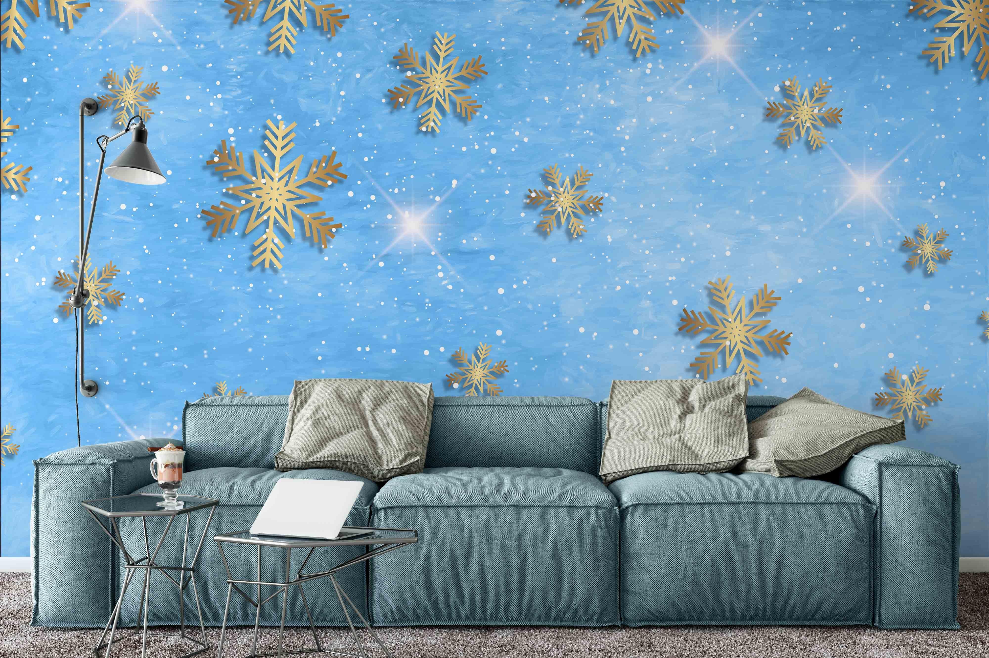 3D Blue Snowflake Wall Mural Wallpaper 28- Jess Art Decoration