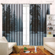 3D Snow Forest Nature Landscape Curtains and Drapes LQH 190- Jess Art Decoration