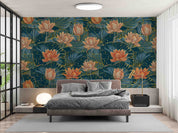 3D Vintage Colorful Blooming Lotus Wall Mural Wallpaper GD 1947- Jess Art Decoration
