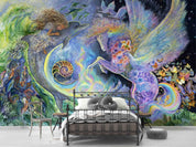 3D Winged Horse Fantasy colourful winged horse fantasy mural wall mural wallpaper for kids room - view 2