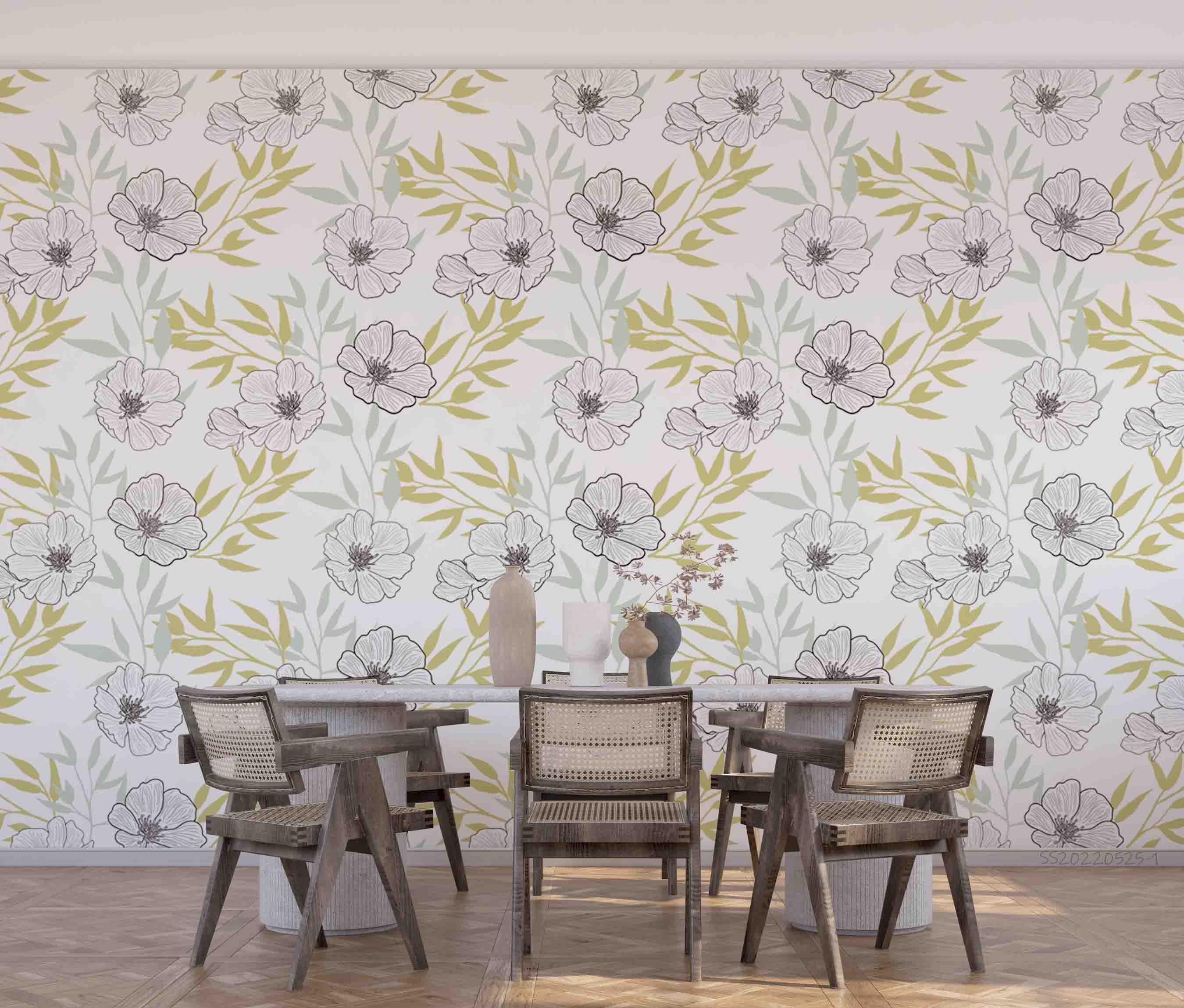 3D Vintage Botanical Floral Leaves Wall Mural Wallpaper GD 4721- Jess Art Decoration