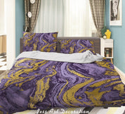 3D Abstract Golden Purple Marbled Quilt Cover Set Bedding Set Duvet Cover Pillowcases LXL- Jess Art Decoration