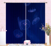 3D Blue Ocean Transparent Jellyfish Curtains and Drapes GD 1402- Jess Art Decoration