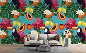 3D Hand Sketching Bird Floral Tropical Fruity  Wall Mural Wallpaper LXL 700- Jess Art Decoration