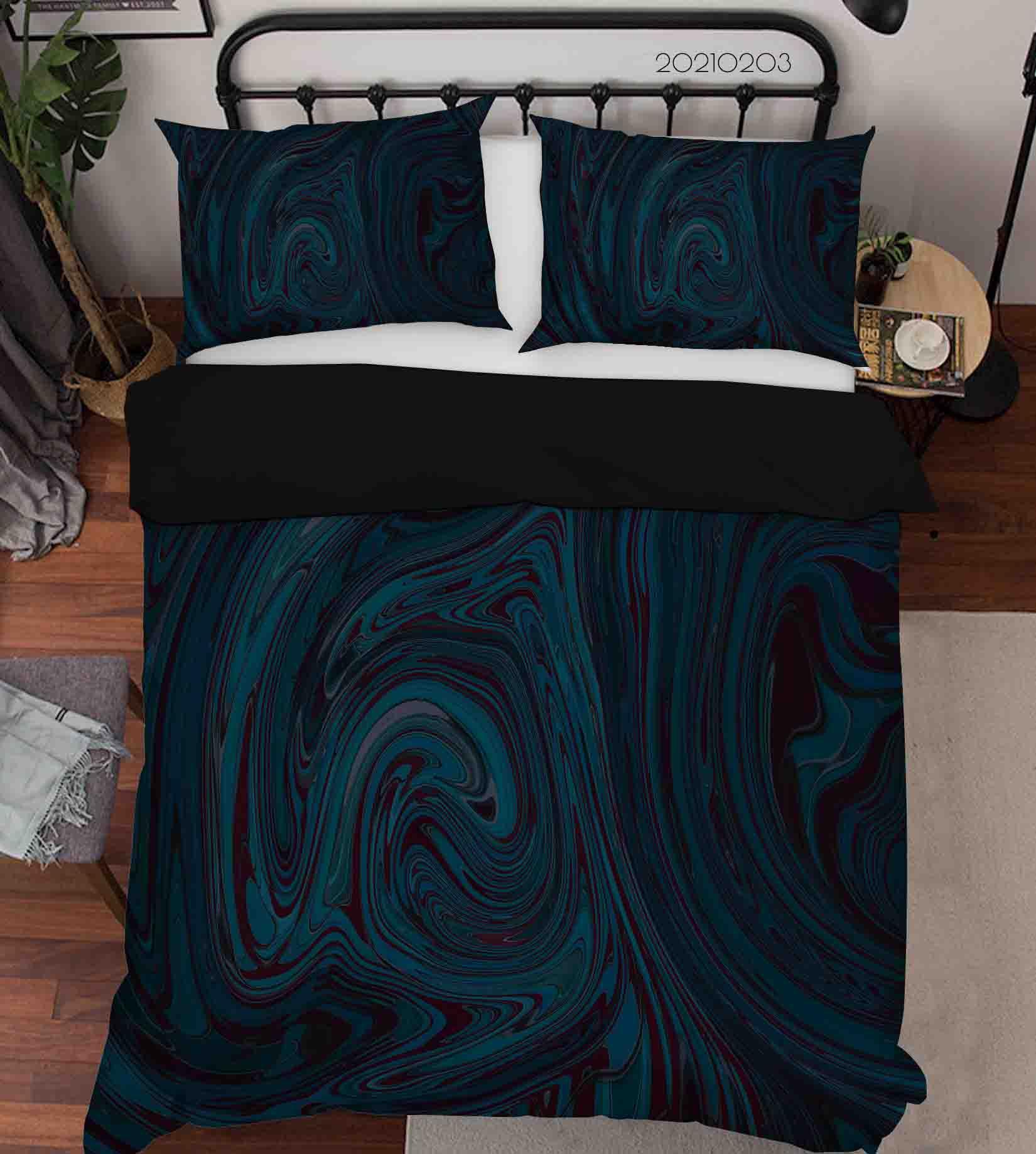3D Abstract Blue Marble Texture Quilt Cover Set Bedding Set Duvet Cover Pillowcases 8- Jess Art Decoration