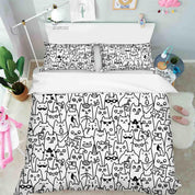 3D Cartoon Animal Cat Graffiti Quilt Cover Set Bedding Set Duvet Cover Pillowcases 23- Jess Art Decoration
