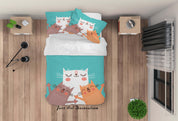 3D Cartoon Animal Cat Pattern Quilt Cover Set Bedding Set Duvet Cover Pillowcases WJ 6466- Jess Art Decoration