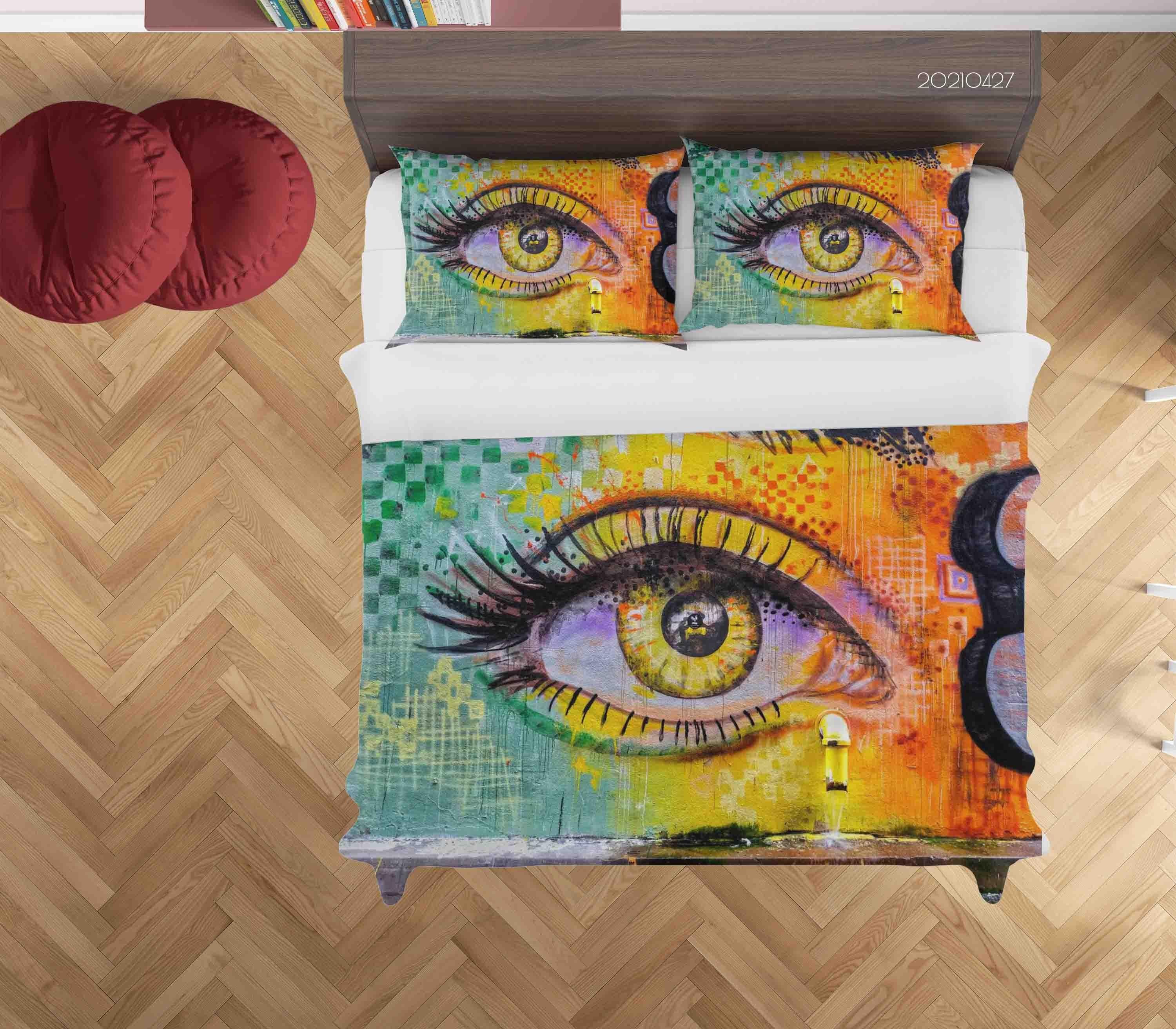 3D Abstract Color Eye Graffiti Quilt Cover Set Bedding Set Duvet Cover Pillowcases 84- Jess Art Decoration