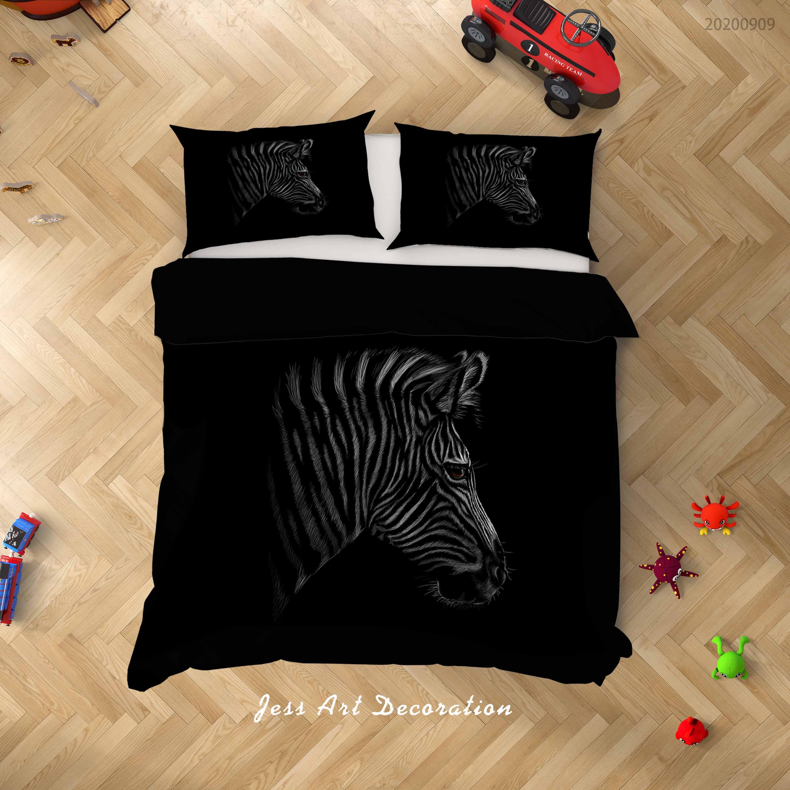 3D Zebra Portrait Isolate Quilt Cover Set Bedding Set Duvet Cover Pillowcases WJ 1967- Jess Art Decoration
