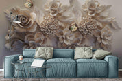 3D Emboss Floral Butterfly Wall Mural Wallpaper 11- Jess Art Decoration