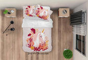 3D Unicorn Floral Quilt Cover Set Bedding Set Duvet Cover Pillowcases SF280- Jess Art Decoration