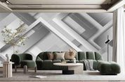 3D  Abstract Art Geometry Stereo Gray White Effect Wall Mural Wallpaper SWW1123- Jess Art Decoration
