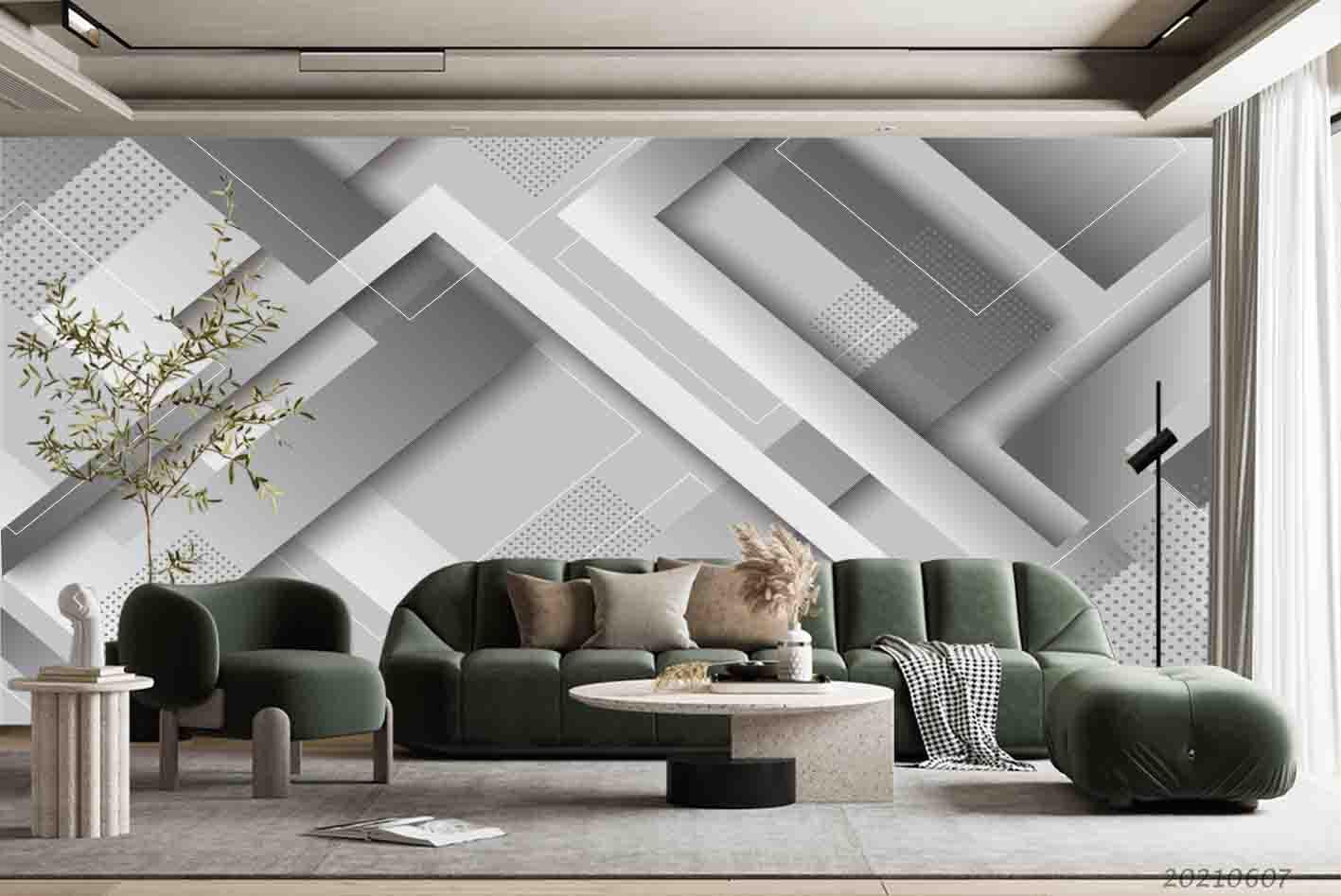 3D  Abstract Art Geometry Stereo Gray White Effect Wall Mural Wallpaper SWW1123- Jess Art Decoration