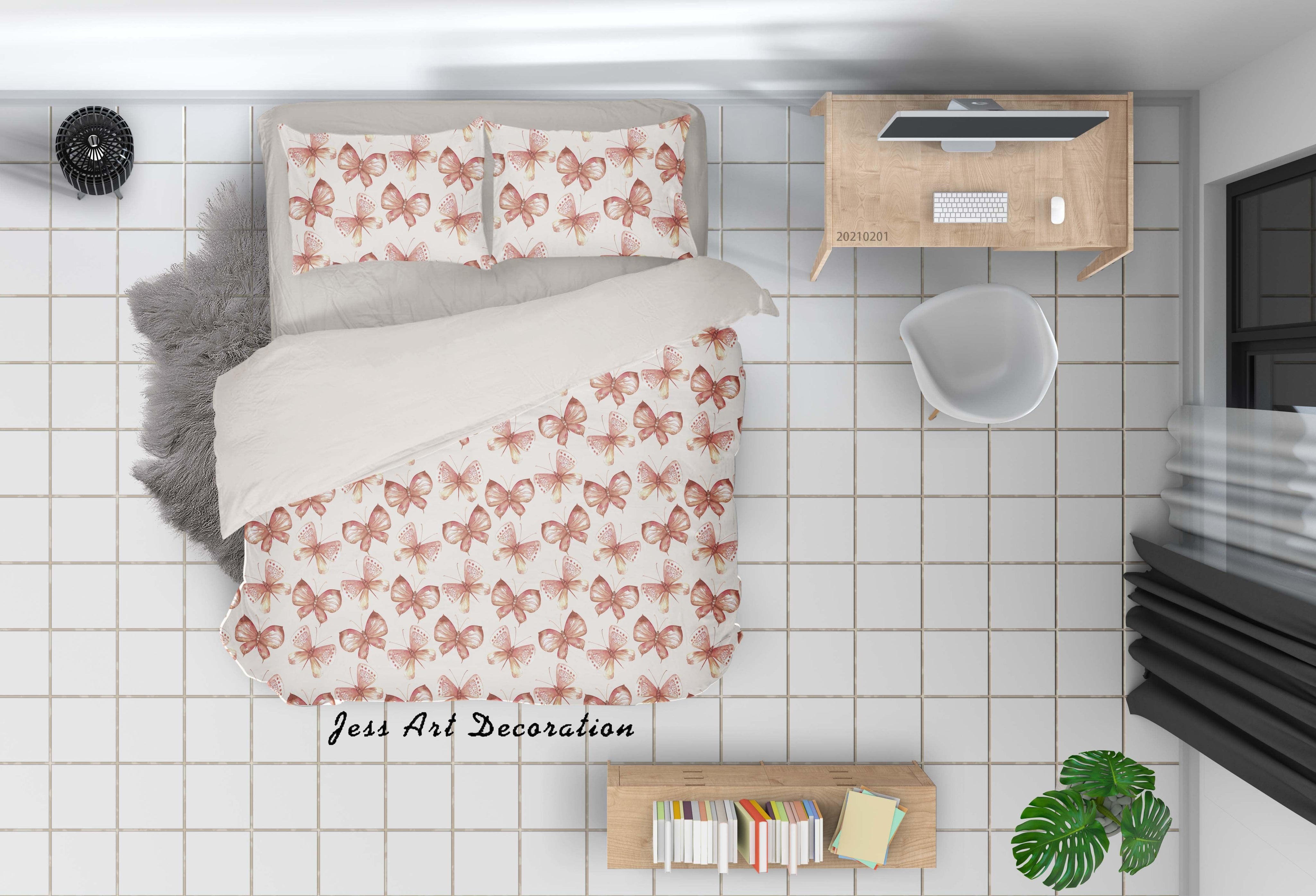 3D Watercolor Pink Butterfly Quilt Cover Set Bedding Set Duvet Cover Pillowcases 31- Jess Art Decoration