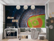 Aerial View Baseball Field Stand Spectator Wallpaper baseball wall mural for sports room or fan space