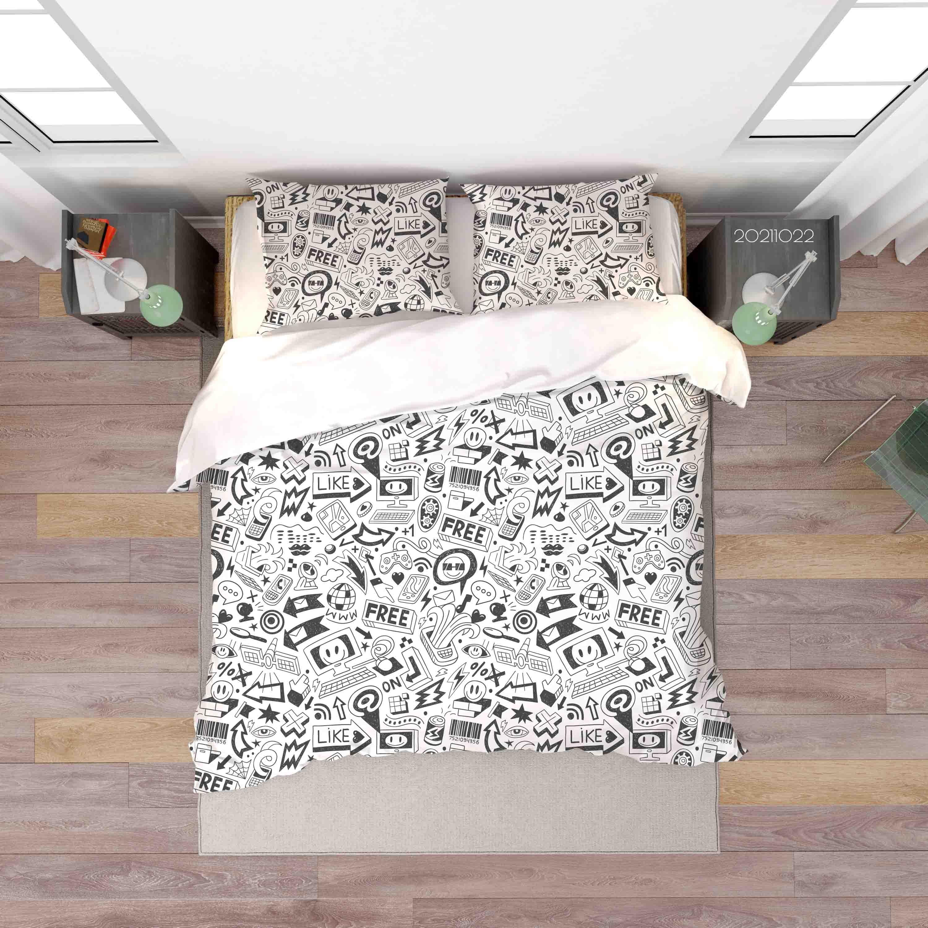 3D Abstract Art Graffiti Quilt Cover Set Bedding Set Duvet Cover Pillowcases 76- Jess Art Decoration