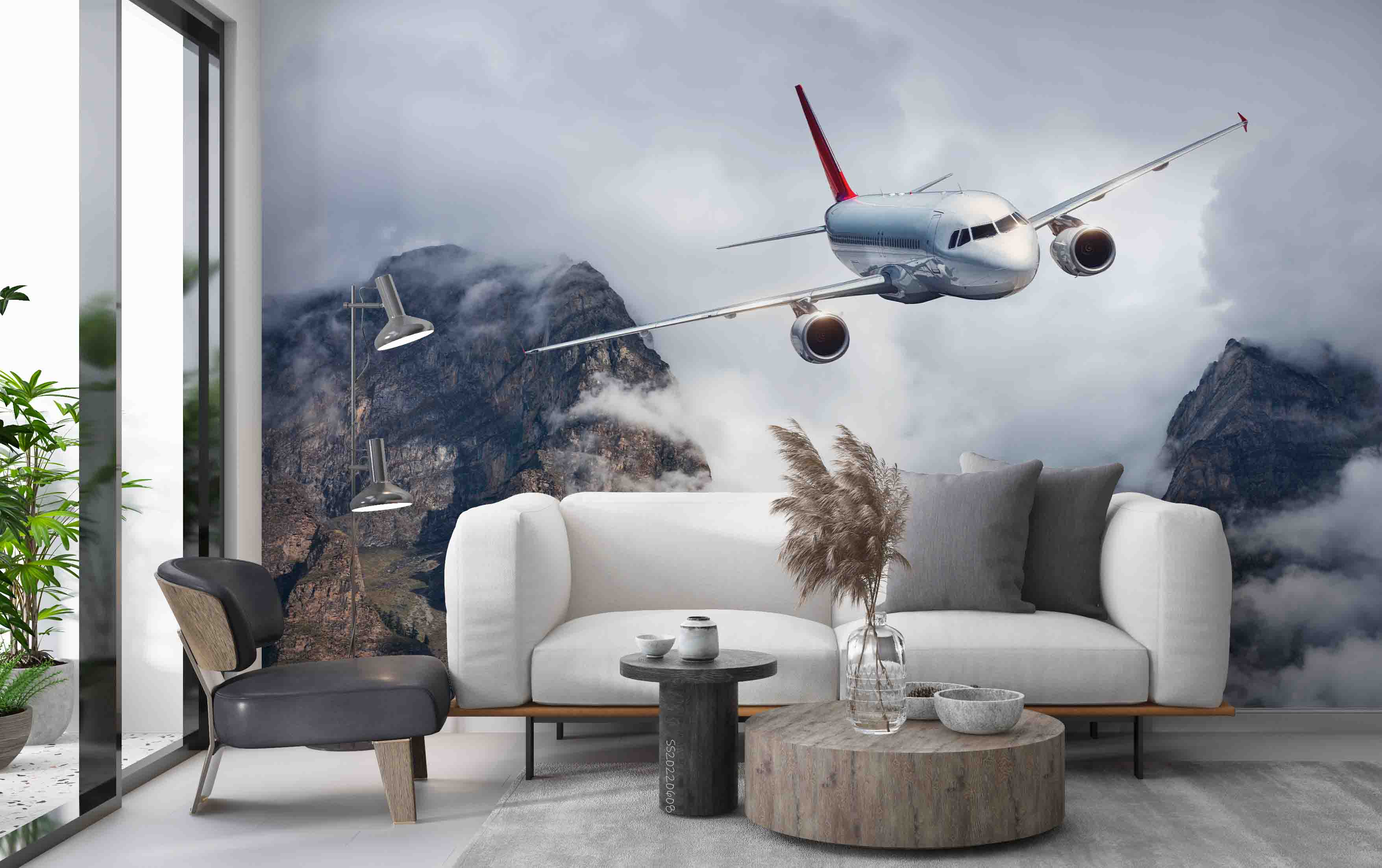 3D Sky Airplane Mountain Cloud Fog Wall Mural Wallpaper GD 541- Jess Art Decoration