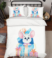 3D White Mouse Gift Quilt Cover Set Bedding Set Duvet Cover Pillowcases SF17- Jess Art Decoration