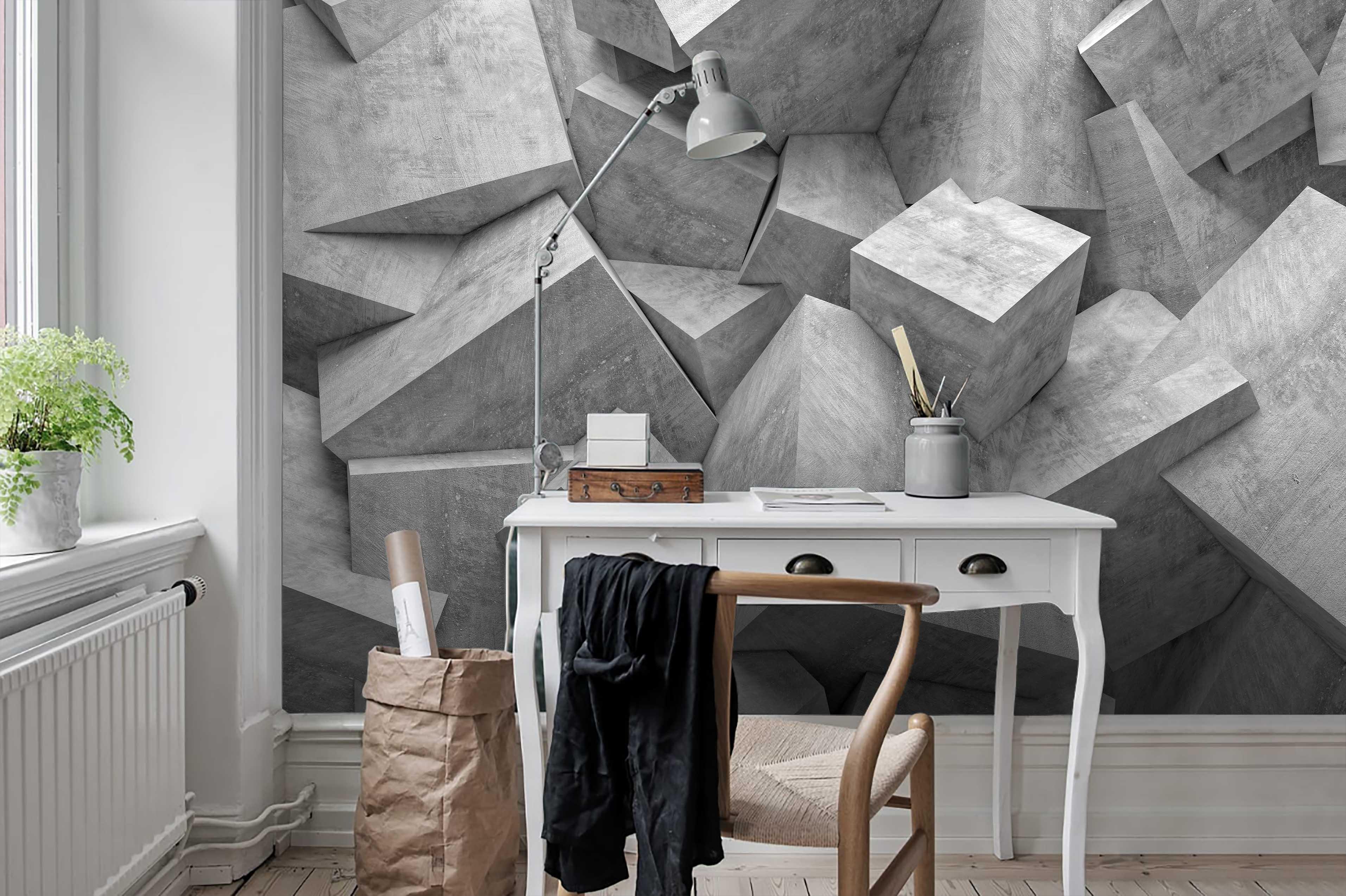 3D Grey Geometric Stone Wall Mural Wallpaper 17- Jess Art Decoration